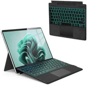 Surface Pro Keyboard for Microsoft Surface Pro 11/10/9/8/X 13 inch, 7 Color Backlit Wireless Type Cover, Bluetooth Ultra-Slim Portable Magnetic Keyboard with Trackpad, Rechargeable Battery, Pen Holder
