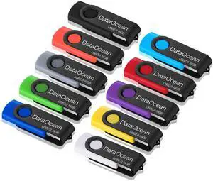 10 Pack DataOcean 16GB USB 2.0 Flash Drive Memory Stick Thumb Drives (10 Colors)