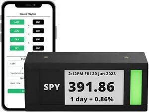Stock Ticker with E-Ink Screen and WiFi Connectivity - Stackable Design for Room Accessories and Office Decor. Finance Tech Gadgets, with: 2.9inch - (Single)