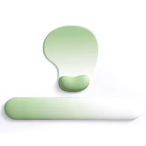 Office Mousepad with Gel Wrist Support - Ergonomic Gaming Desktop Mouse Pad Wrist Rest - Design Gamepad Mat Rubber Base for Laptop Computer -Silicone Non-Slip Special-Textured Surface (18Green Set)