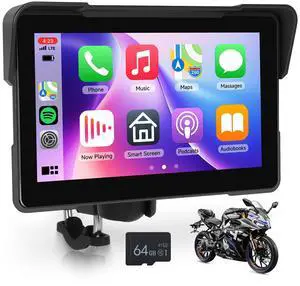 Driauto Motorcycle Carplay Screen 7 Inch with Wireless CarPlay/Android Auto, Waterproof Touchscreen Portable with Dual Bluetooth Display GPS for Motorcycle/Motorbike, Mirror Link EQ/SD/Voice Control