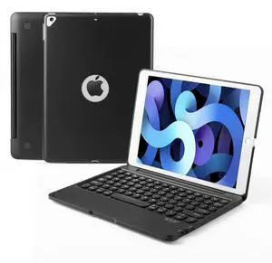 Wireless Bluetooth Keyboard Case for iPad 9th 8th 7th Gen 10.2'', iPad Air 3rd 10.5'', iPad Pro 10.5", Smart Wireless Keyboard Case 360° Full Protection Cover (Black)