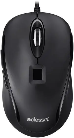 Adesso iMouse F1 Wired USB Mouse with Fingerprint Reader 1200 DPI AES 256 Encryption Biometric Security Windows Hello Compatible TAA Compliant Made in Taiwan