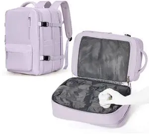 VGCUB Vacuum Backpack Travel with Pump Vacpack System Storage Compression Carry on Work Laptop Waterproof College Bags Casual Daypack Backpacks for Women Men with USB Port Expandable Purple