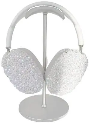 Case Cover for AirPods Max Pearls, Sparkling Rainbow Pearl Cases for Women, Soft Transparent Cover Install for Apple AirPods Max (Rainbow Pearl white)