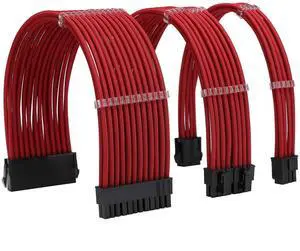 FormulaMod Sleeve Extension Power Supply Cable Kit 18AWG ATX 24P+ EPS 8-P+PCI-E8-P with Combs for PSU to Motherboard/GPU (red)