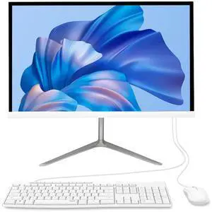 All-in-One Desktop Computer, 24" FHD N5095 16GB RAM, 512GB SSD, Intel Quad-Core, Wired Keyboard & Mouse, RGB Speaker (N5095/16G/512G) (White)