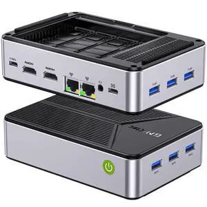 GMKtec G9 Plus Mini PC NAS, Intel N150 Dual Boot 11 Pro Linux Desktop Computer 12GB DDR5 64GB EMMC + 1TB M.2 SSD, 4*M.2 NVMe Slots, Dual NIC 2.5GbE, USB-C 10Gbps, Network Attached Storage