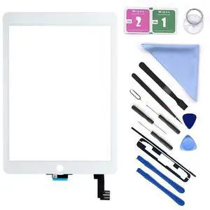 First Choose New Glass Touch Screen Digitizer Replacement for iPad Air 2 9.7" 2nd Gen A1566 A1567 and Pre-Installed Adhesive with Repair Tools Kit (Without Home Button,Not Include LCD) (White)