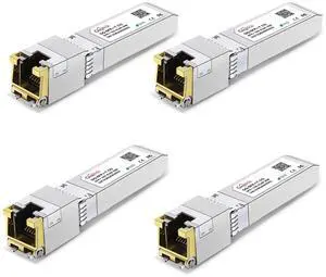 SFP+ to RJ45 10GBase-T Module, 1.25G/2.5G/5G/10G Copper SFP to Ethernet Networking Transceiver for Cisco SFP-10G-T-S, Ubiquiti UniFi UF-RJ45-10G, Meraki, Supermicro and More, up to 30m,4pcs
