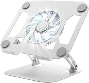 SHUWEI Laptop Cooling Stand with 3 Speed Fan, Adjustable Height & Angle, Carbon Steel Framework, Ultra-Quiet & Super Sturdy for up to 16Laptop - Silver