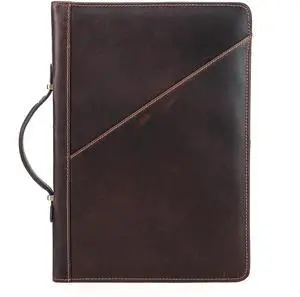 CataPurus Top Grain Leather 13.3" Slim Laptop Zipper Folio Case, Retro Design Handmade & 2 Pockets, Compatible with MacBook Pro 13.3" MacBook Air M1/M2 ZENBOOK 13.3" & Other PC, Oil Coffee 13.3 Inch