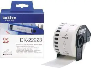 Brother DK-22223 Label Roll, Continuous Length Paper, Black on White, Single Label Roll, 50 mm (W) x 30.48M (L), Brother Genuine Supplies