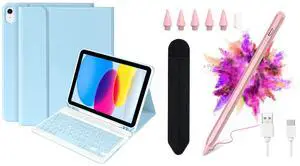besky Stylus Pen & Keyboard Case Compatible for iPad 10th Generation Case with Keyboard (10.9",2022)(Only Compatible with 10th Generation 2022) Detachable Bluetooth Keyboard Case with Pencil Holder