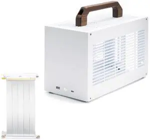 SGPC K49/Portable Mini-ITX PC Gaming Case/8L Small Form Factor/CPU Cooler up to 69mm/300mm GPU & SFX PSU Support/USB 3.0 & Type-C Front I/O (K49WW&Gen4 Riser Cable,White,Wide)