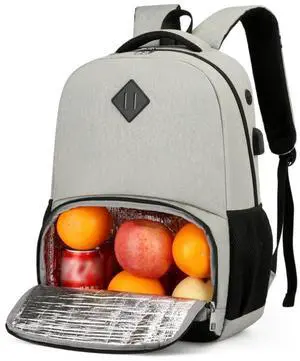 YYKSYDPT Lunch Backpack Laptop Backpack With Usb Port Work Backpack With Cooler Bag Insulated Laptop Bag (Grey)