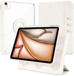 Dwopar Case for iPad Air 11 M3/M2 2025/2024, iPad Air 11/10.9 Inch 7th/6th/5th/4th Gen, iPad Pro 11 Inch 4th/3rd/2nd 2022/2021/2020 with Pencil Holder, Vertical Stand, Detachable Magnetic, White
