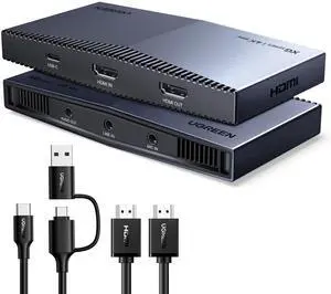 UGREEN 4K@30Hz HDMI to USB 3.2 Video Capture Card 4K@60Hz Input Passthrough 24/7 Live Streaming FPGA Broadcasting with Low Latency for Compatible with Switch 2/PS5/Xbox/PC/Camera/Mac/OBS/XSplit