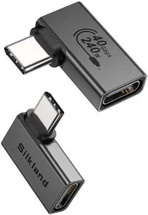Silkland USB 4 Cable for Thunderbolt 4 Cable Right Angle 3.3FT and 90 Degree USB C Right Angle Adapter 2 Pack