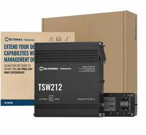 Teltonika TSW212 Industrial Managed Ethernet Switch - 8 Port Gigabit Switch with 2 SFP Ports - L2 with L3 Features Network Switch - Support PROFINET & Other Protocol - Custom OS, RMS Compatible
