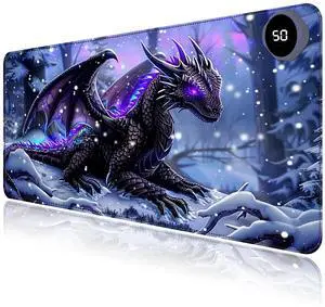 Heated Mouse Pad with 3 Levels Heated & 3 Hours Auto Shut-Off Mouse Pad for Warming Hands in Office Home, 31.5" x 13"Large Safe Desk Mat Hand WarmerPurple Flying Dragon