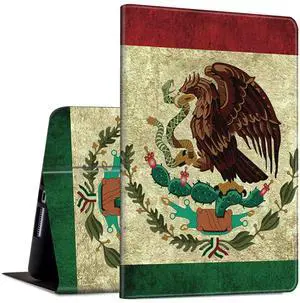 Rossy Case for All-New Kindle Fire HD 10 & 10 Plus Tablet (11th Generation 2021 Release) 10.1" - Slim PU Leather Adjustable Stand Smart Cover with Auto Wake/Sleep,Mexico Mexican Vintage Flag