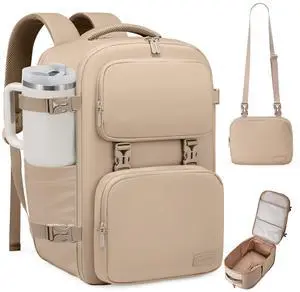 LOVEVOOK Travel Backpack for Women Men, TSA Carry on Backpack Flight Approved 40L Fits 17 Inch Laptop, Waterproof Personal Item Travel Bag Business Weekender Daypack with Detachable Crossbody Bag