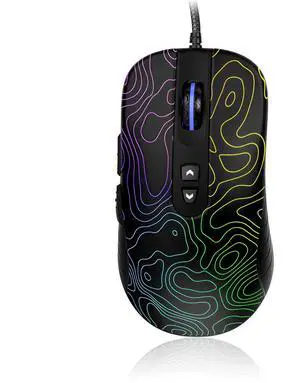 dagaladoo Black Wired Gaming Mouse, 12800 DPI RGB Gaming Mouse with 7 Lighting Effects, PC Gaming Mice Support DIY Keybinding, Mouse Gamer Computer Mouse for Laptop PC Mac Windows,Topographic