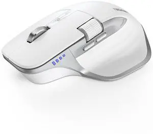 TECKNET Wireless Mouse, Bluetooth Mouse (BT5.0/5.0 & 2.4G) Rechargeable 4800 DPI Ergonomic Optical Mouse with 6 Adjustable, Quiet Clicks, USB A Receiver, 7 Buttons, Wide Compatibility - White