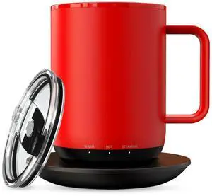 Vsitoo S3 Plus 14oz Heated Coffee Cup - Temperature Control Smart Mug with Mug Warmer, Auto-Sensing AI Heats Drinks to 120-150°F Hands-Free.Ideal for Home/Office/GiftsRed
