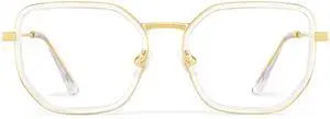Zeelool Blue Light Glasses for Women Fashion Transparent Geometric Eyeglasses Lightweight Computer Eyewear Anti Eyestrain Levi JGX509995-01B