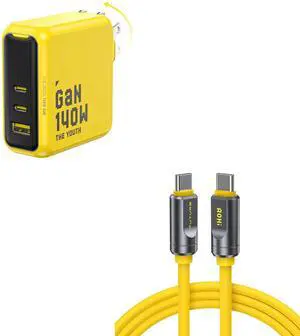 AOHI Youth 140W GaN+ USB C Charger 100W Laptop Fast Charger PD3.1 PPS 3-Port USB C Wall Charger Power Adapter +USB 4 2.0 Cable 6.6FT with up to 120Gbps Bandwidth Boost Dual 8K/4K Display 240W PD 3.1 F