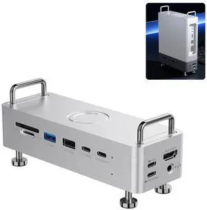 ULANZI QT03 Docking Station & Stand with NVME SSD Enclosure 40Gbps, 10-in-1 with 10 Gbps 4 USB C-A/Audio/4K HDMI/SSD/Hub/TF/SD Port Compatible with Mac mini M4, M4 Pro/Dell/HP/Lenovo/iPhone and More