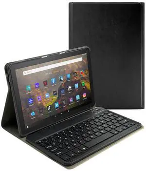Case with Keyboard for Amazon Kindle Fire HD 10&10 Plus (2021&2023 Release) 10.1 inch, Detachable Magnetic Keyboard Case with USB C Cable for HD 10 11th & 13th (Black)