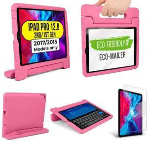 Official Cooper Dynamo Kids iPad Pro 12.9 Case for 1st/2nd Generation (2015/2017) | Unbreakable Protection, Magic Handle, Stand & Pencil Holder (NOT for 2018-2022 3rd-6th Gen) (Bubble Gum Pink)