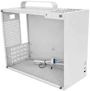 ALAMENGDA V500 Mini Portable M-ATX/ITX Computer Case, MINI-Tower CASE, Full Side Transparent Acrylic DIY Desktop Case with Handle, Support 320MM GPU Size (White-2.0)