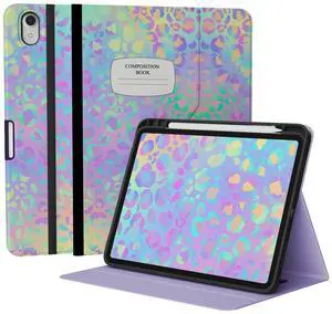 Piznernico Case for ipad 11th Generation 11 Inch A16 2025, ipad Case 10th Generation 10.9 inch 2022, Multi-Angle Stand Leather Cover with Pocket & Pencil Holder & Hand Strap, Composition Book