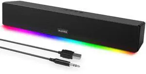 Computer Speakers, 24W Bluetooth Computer Soundbar, 3.5mm Aux-in Computer Speakers for Desktop Monitor, Computer Sound Bar with Deep Impactful Bass, Gaming Speakers for PC,Laptop,Tablet
