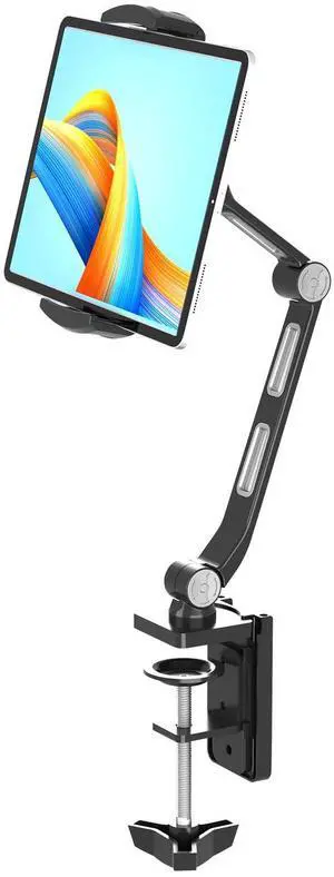 suptek Aluminum Alloy Tablet Stand for Desk, Adjustable Foldable Arm Holder Mount Compatible with iPad 10/9th, iPad 13/12.9 Pro, Portable Monitor 12.9-18.6'', YF208BV1
