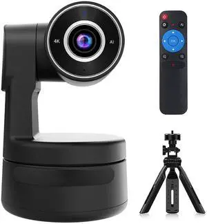ADKIDO Tiny 4K PTZ Webcam HDR ½.8" Sensor Auto-Frame Gesture Control Built-in Pickup Support USB Audio and Video Output for Online Meetings, Online Chats, Online Classes, Live Streaming, etc.