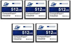 Dogfish 512MB Compact Flash Memory Card 5 Pack High Performance Industrial CF Type I Card FAT16 for Industrial Equipment and Vintage Digital Cameras