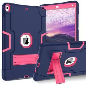 BENTOBEN for iPad Air 3 2019 Case, iPad Pro 10.5" 2017 Case, 3 Layers Heavy Duty Rugged Shockproof Kickstand Protective Tablet Cases for iPad Air 3rd Gen/iPad Pro 10.5" 2017, Navy Blue/Rose Red