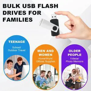 Bulk USB Flash Drives - 4GB Flash Drive 10 Pack and 2GB USB Drives 10 Pack, Portable Thumb Drives Swivel Memory Stick Jump Drives Zip Pendrive USB Storage Flash Drive with Lanyards