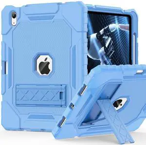 ZoneFoker Case for iPad (A16) 11th/10th Generation 11/10.9 inch 2025/2022, Heavy Duty Military Grade Shockproof Rugged Cover with Pencil Holder/Stand for i Pad 11th / 10 th Gen (Light Blue)