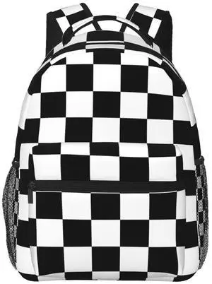 Fiokroo Checkerboard Checkered Backpack School Bag For Students Teens Men Women Laptop Backpacks Travel Daypack Bag With Multiple Pockets
