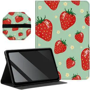 for All-New Kindle Fire HD 10 & Fire HD 10 Plus (10.1" 11th Gen, 2021 Release), Slim PU Leather Multi-Angle Stand Cover with Auto Wake/Sleep Plus 1 Screen Clean Pad, Strawberry Floral