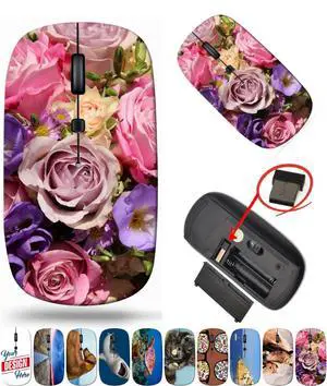 maizi Laptop Mouse for Laptop Chromebook Computer, Laptop Mice Image ID: 21693342 Pink and Purple Flowe 2.4 Ghz Mouse Portable Printed in USA