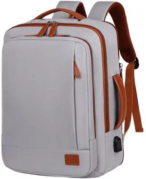 Large Travel Laptop Backpack for Men Women, Expandable Waterproof Carry On Backpack Airline Approved with USB Charging Port & Wet Pocket, 15.6" Business Work Backpack Rucksack Casual Daypack Grey