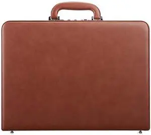 Hard Attache Expandable Briefcases/Mens Hard-sided Laptop Brief Case with Combination Locks - Brown