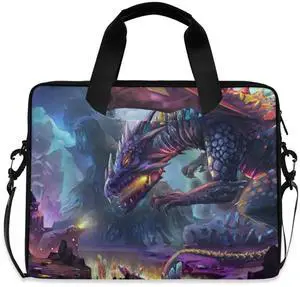 Dragon Planet Magic Fantasy Laptop Bag Case 13 14 15.6 inch Laptop Messenger Bag Crossbody Briefcase for Men Women with Shoulder Strap Handle